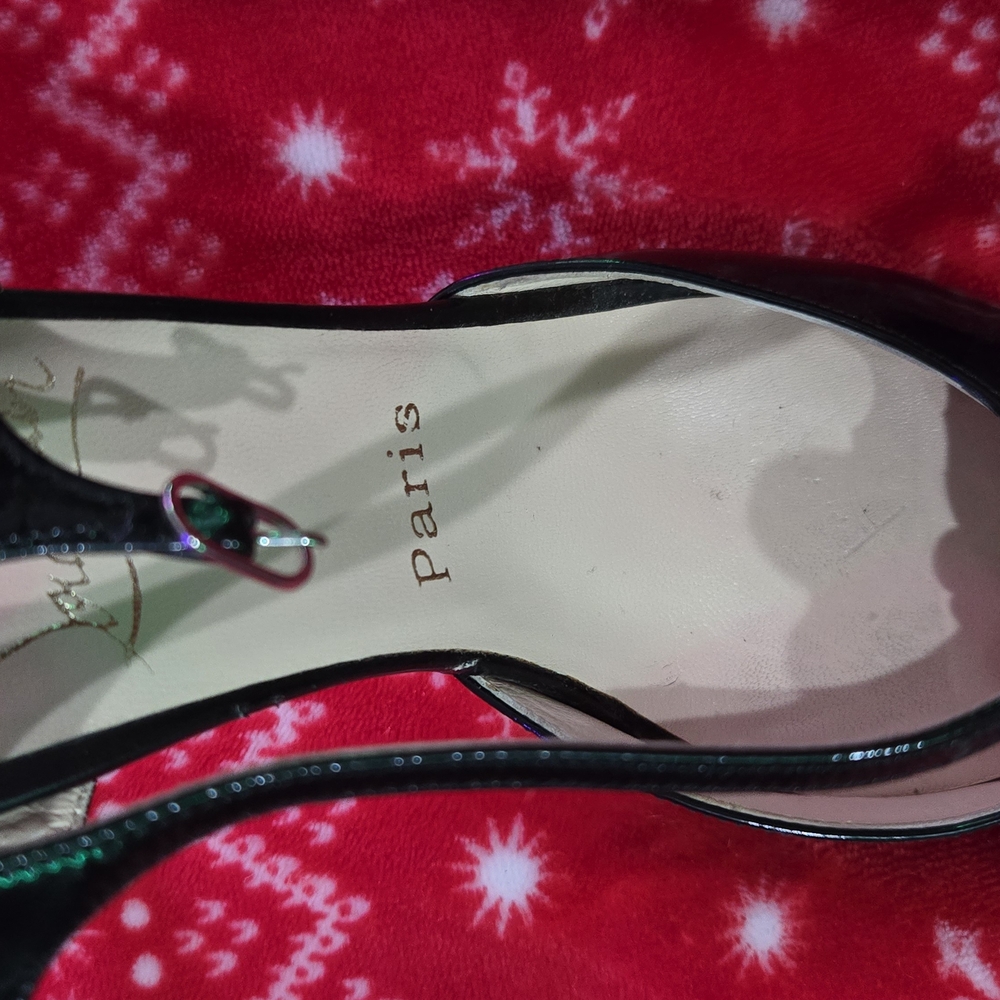Louboutin Black Patent Leather Slingback Heels - Picture 9 of 16